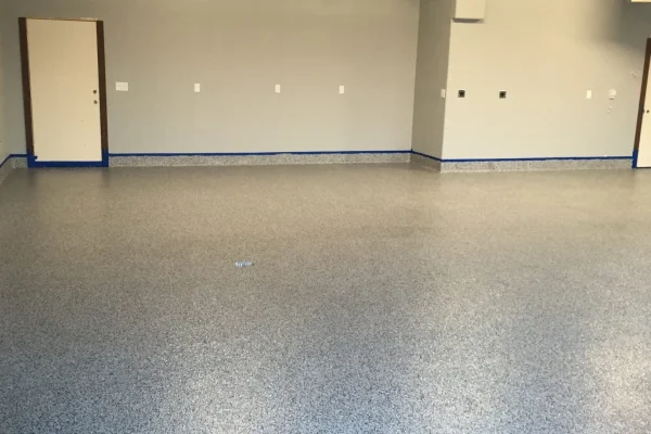 Epoxy-coated concrete floor in large space